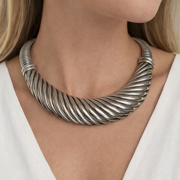 Givenchy Jewelry - Givenchy Necklace Chunky Silver Choker Necklace 80s Vintage Givenchy